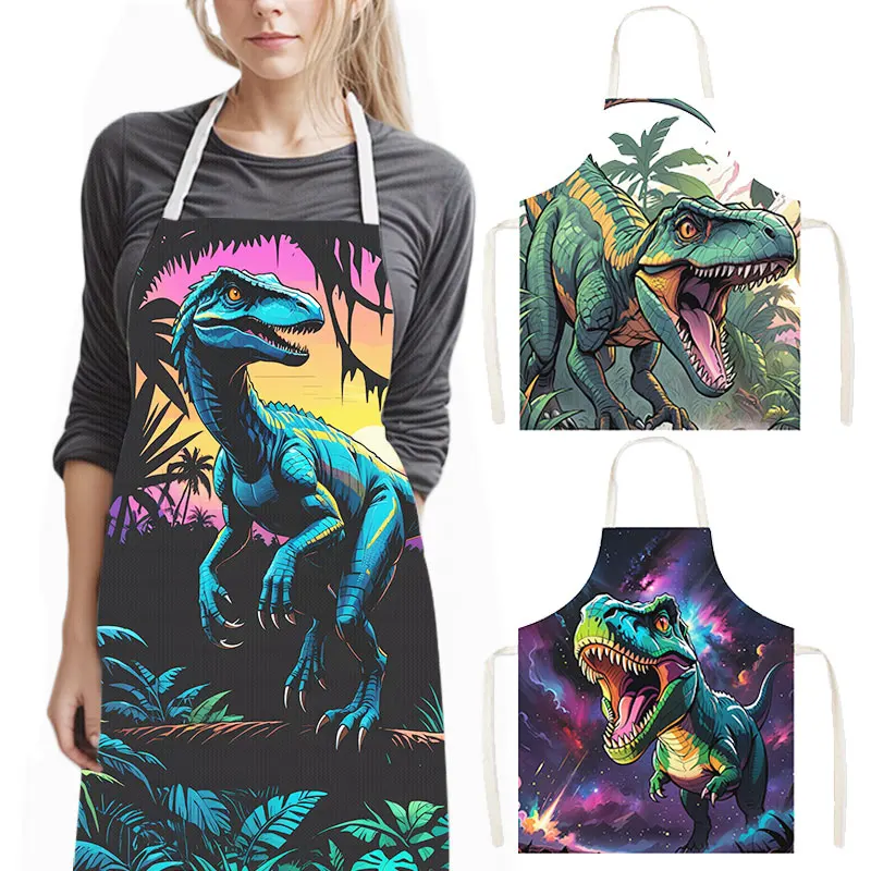 Home Cooking Chef - Cute Dinosaur Print Kitchen Apron T-rex