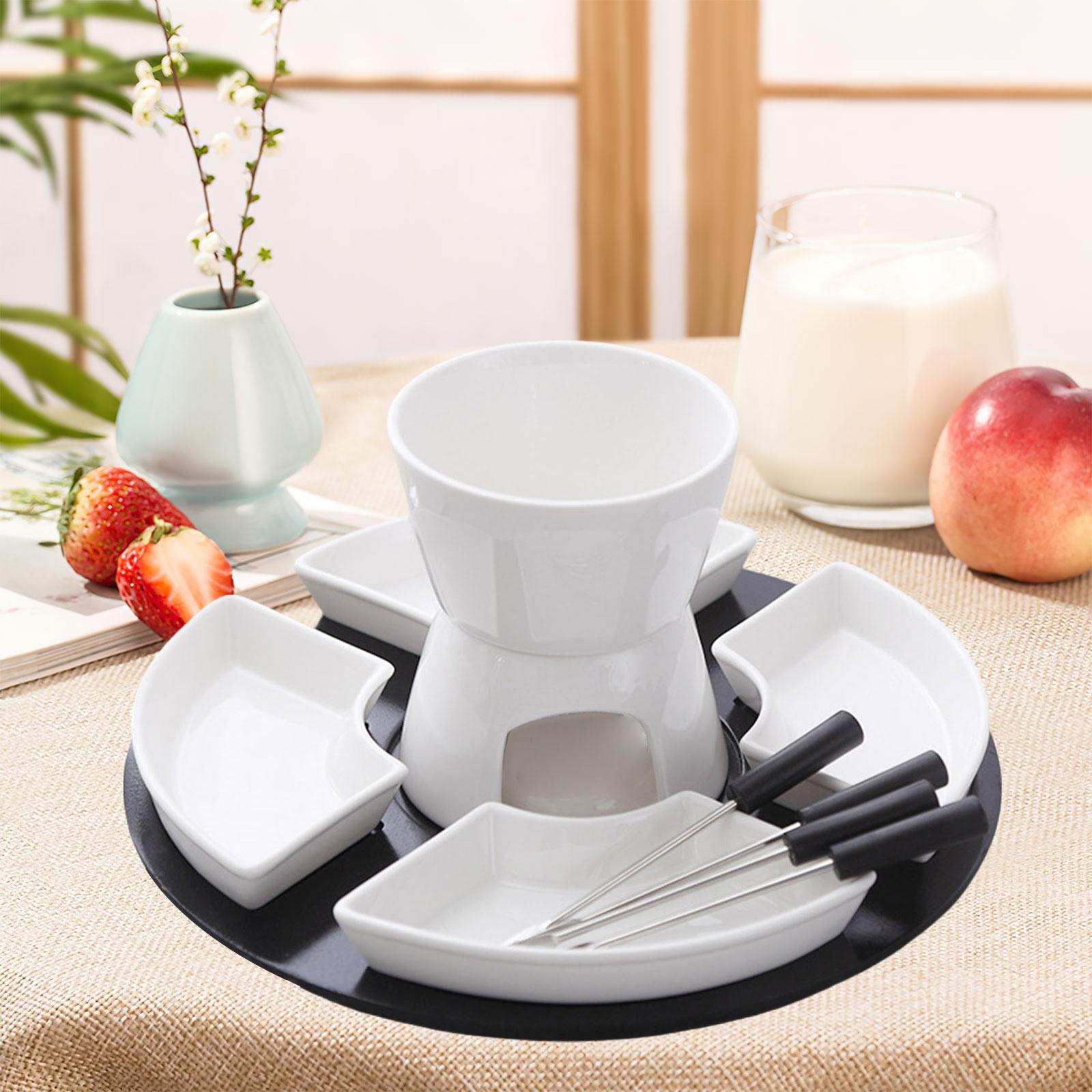 Fondue Pot Ceramic - Porcelain Butter Holder Ceramic Fondue Set