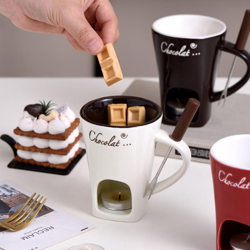 Fondue Pot Ceramic - Fondue Mug Cheese Butter Melt Pot