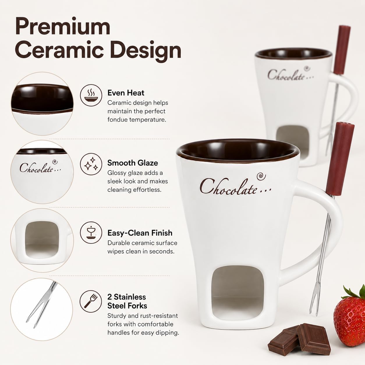Sweet Ceramic Fondue Cup with  - огляд і ціна Fondue Pot Ceramic