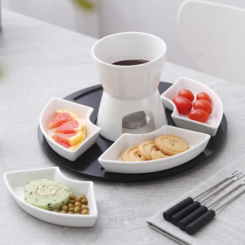 White Glazed Ceramic Chocolate - огляд і ціна Fondue Pot Ceramic