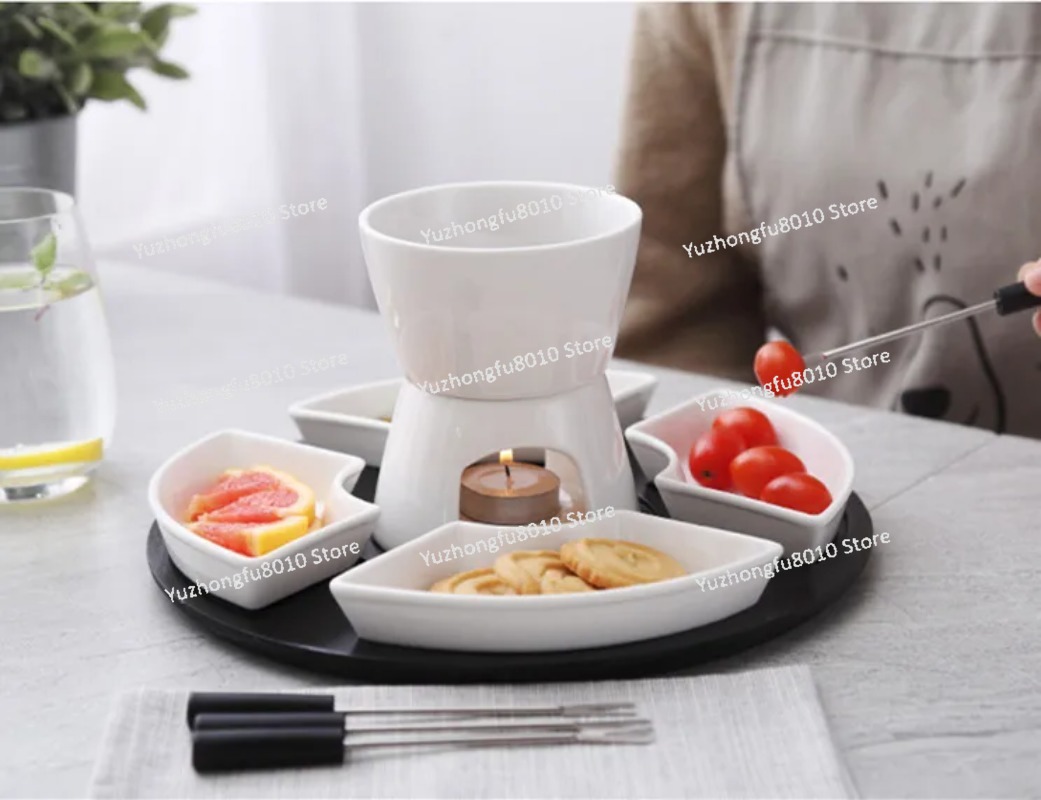 White Glazed Ceramic Chocolate - огляд і ціна Fondue Pot Ceramic