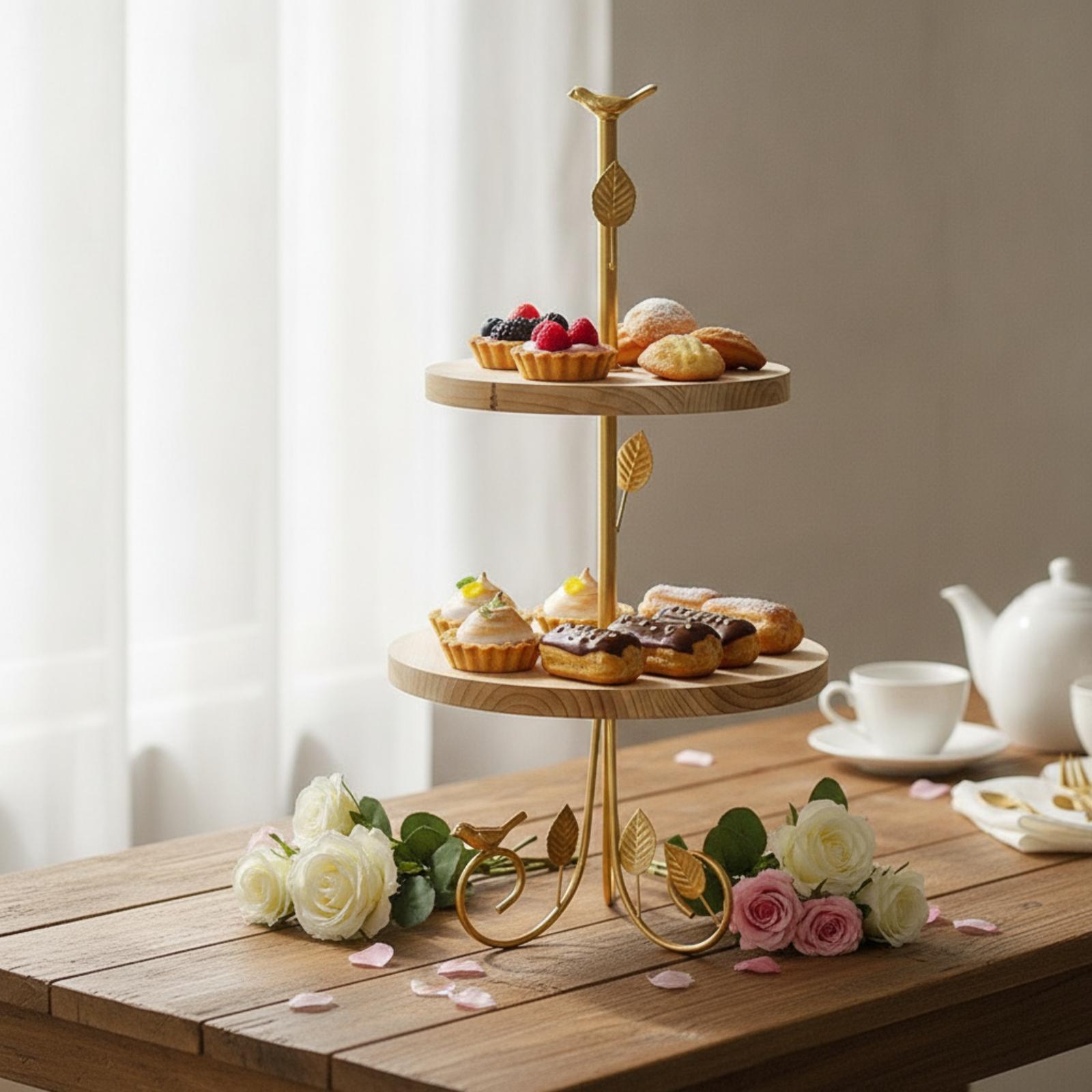 Two-Tier Dessert Stand Gold Cu - огляд і ціна Home Cooking Host